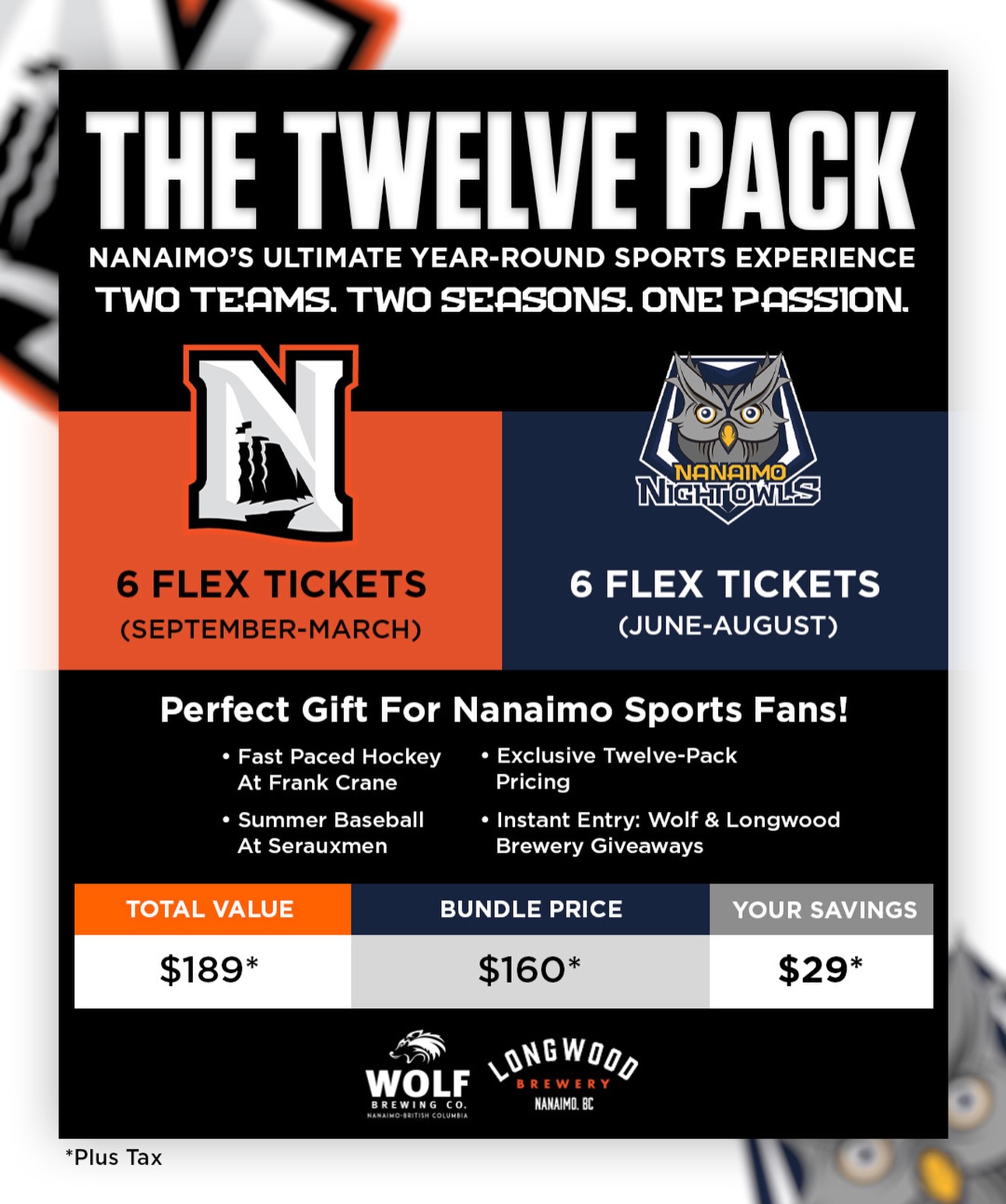 🎉 The ultimate Nanaimo sports deal is HERE! 🎉

Get 12 games for one unbeatable price with The Twelve Pack — 6 Clippers flex tickets for hockey season + 6 NightOwls flex tickets for summer baseball.

Whether you’re gifting or treating yourself, this is the best value in Nanaimo sports.

Two teams. Two seasons. One powerhouse package. 🏒⚾

Purchases made at the Clippers Office.
Grab yours before they’re gone!

#BleedOrange
